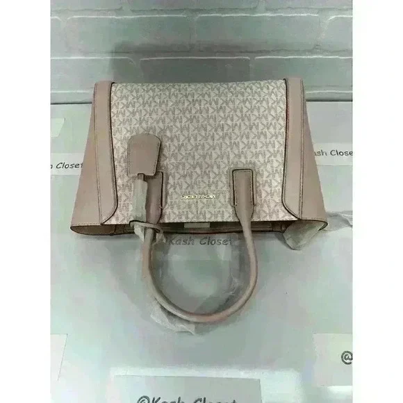 Michael Kors Kali Satchel MD Purse Ipad Case Tote Shoulder Bag Opticwht Rose Gld